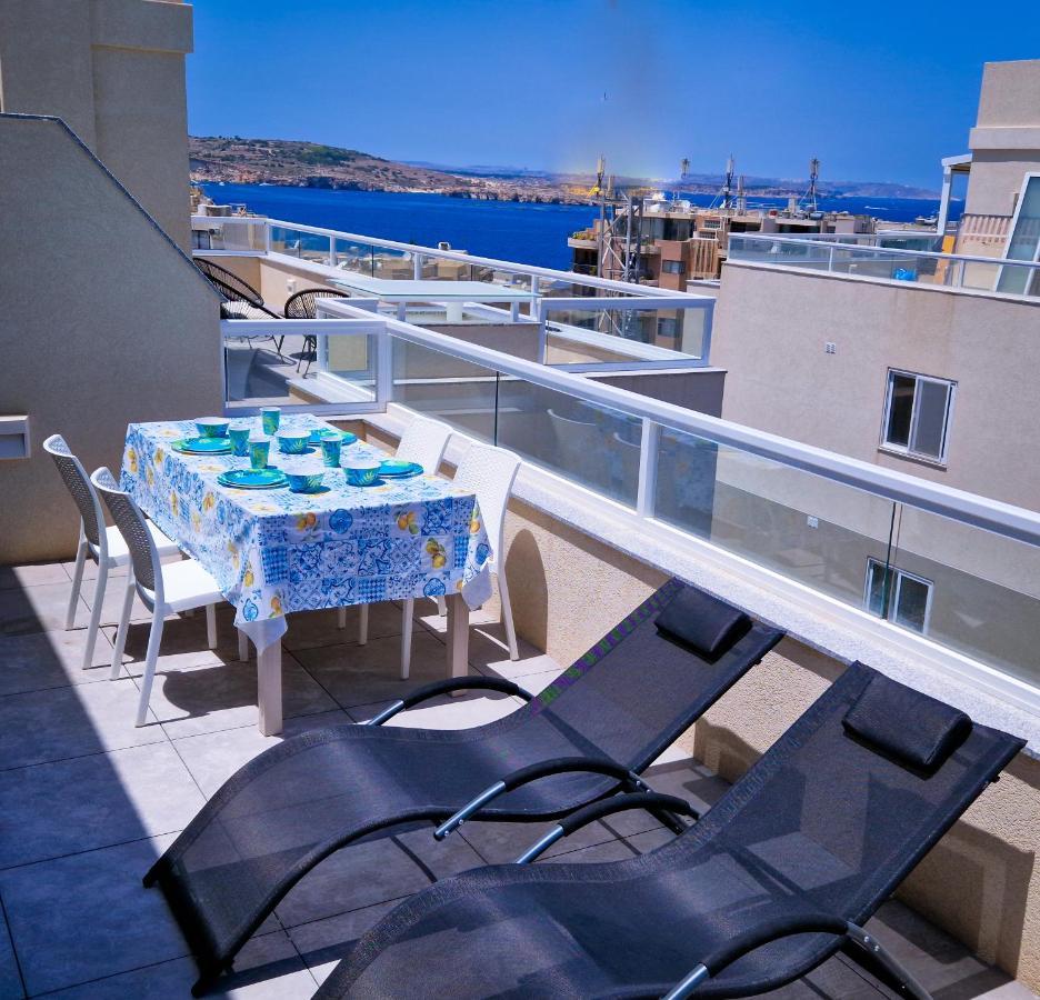 Sea View New Penthouse Terrace & Garage Parking Lejlighed San Pawl il-Baħar Eksteriør billede