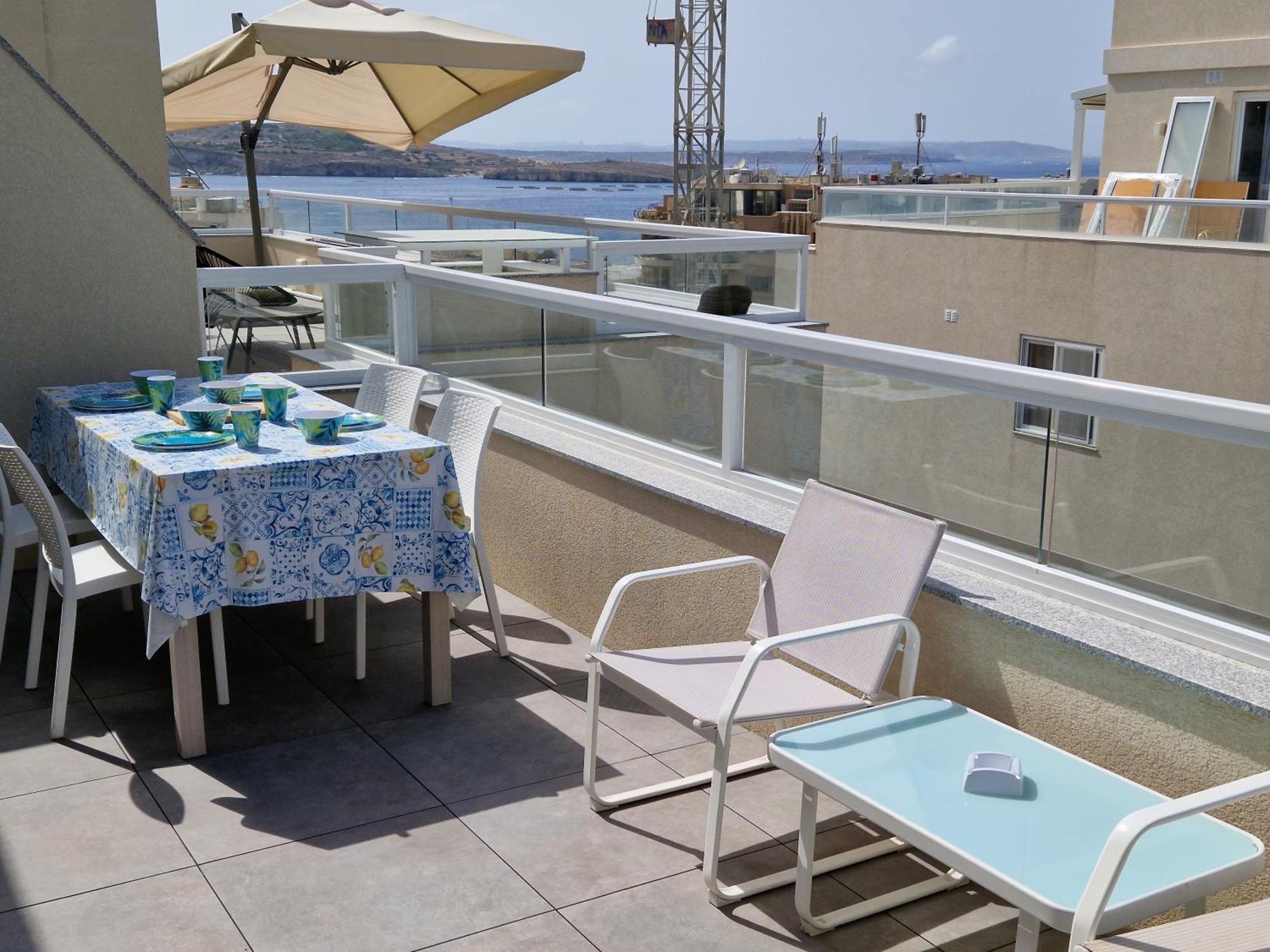 Sea View New Penthouse Terrace & Garage Parking Lejlighed San Pawl il-Baħar Eksteriør billede