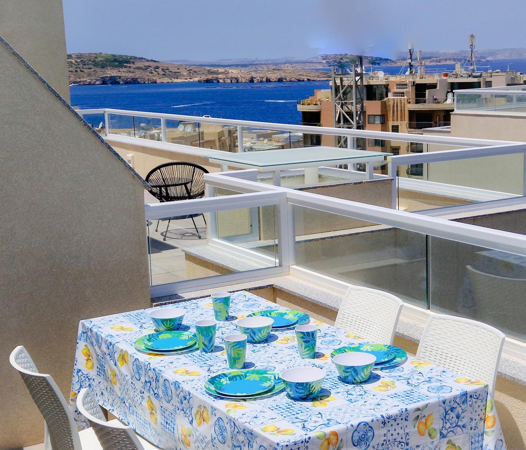 Sea View New Penthouse Terrace & Garage Parking Lejlighed San Pawl il-Baħar Eksteriør billede